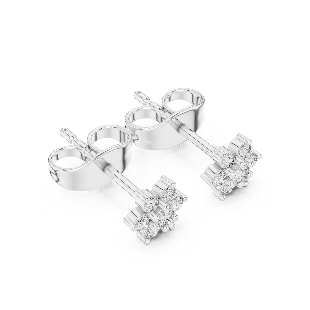 Moissanite Petite Flower Cluster Stud Earrings – 925 Sterling Silver, 18K Gold Vermeil