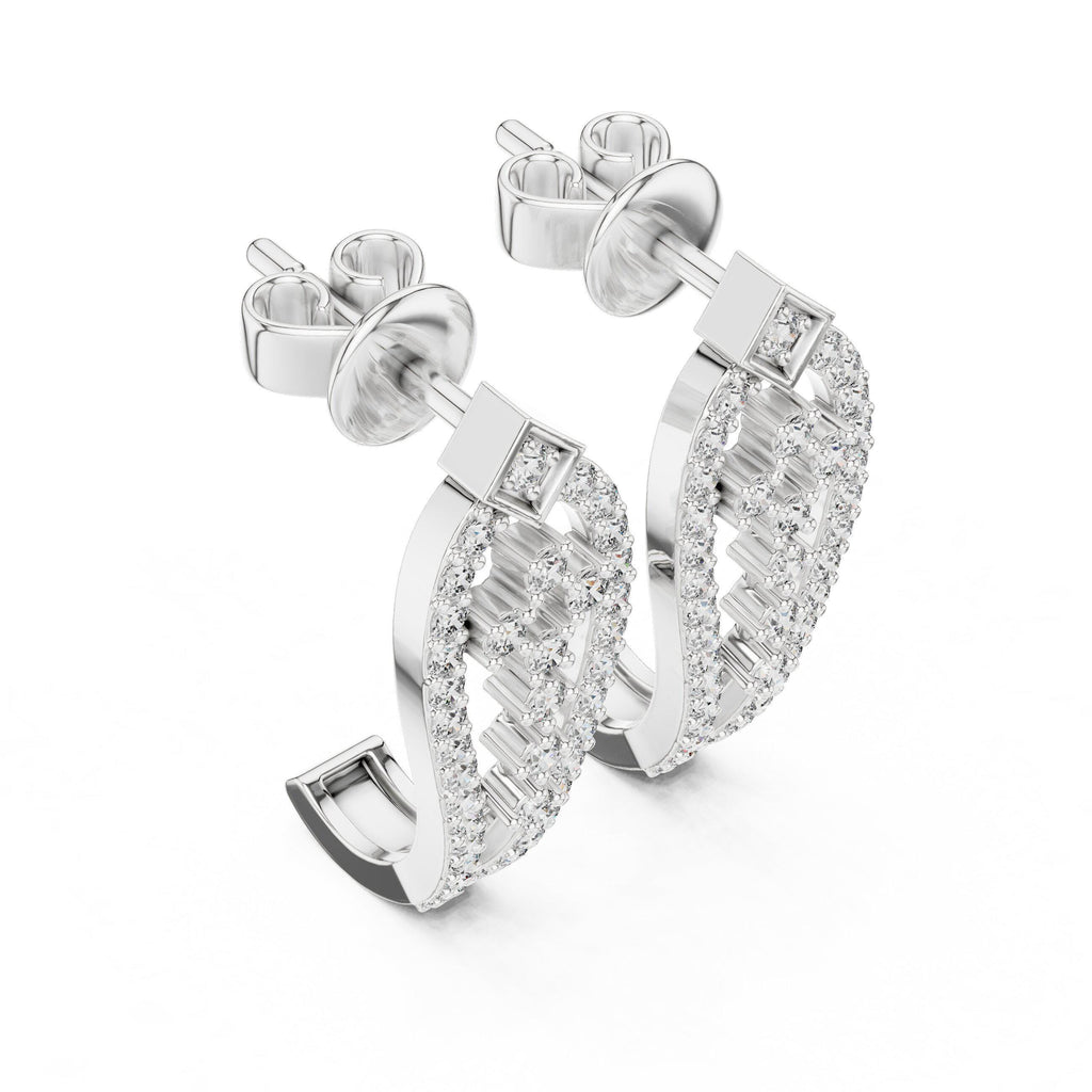 Moissanite Pavé Open Teardrop Earrings – 925 Sterling Silver, 18K Gold Vermeil