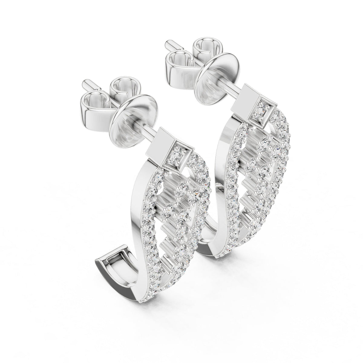 Moissanite Pavé Open Teardrop Earrings – 925 Sterling Silver, 18K Gold Vermeil
