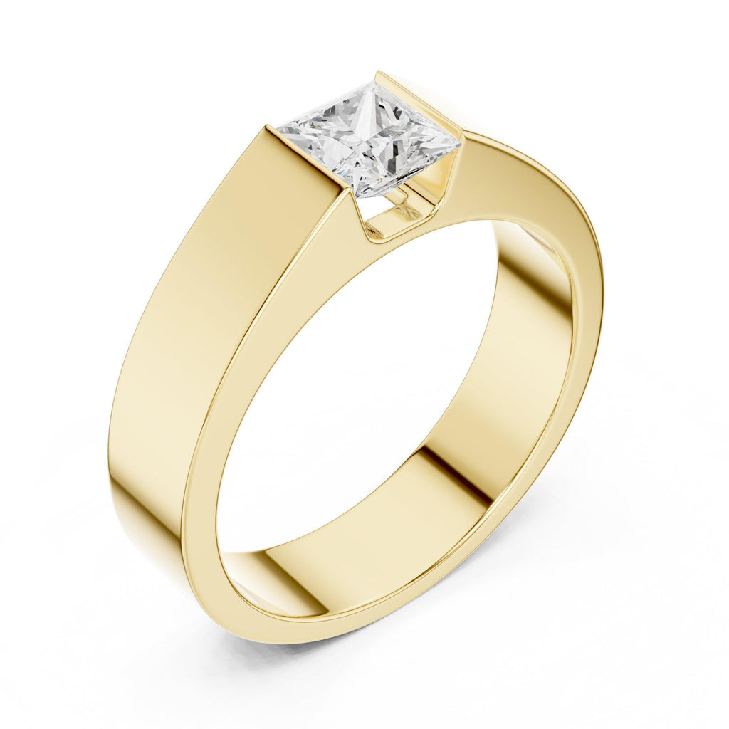 Men's 5.5mm Princess-Cut Moissanite Ring – 925 Sterling Silver, 18K Gold Vermeil
