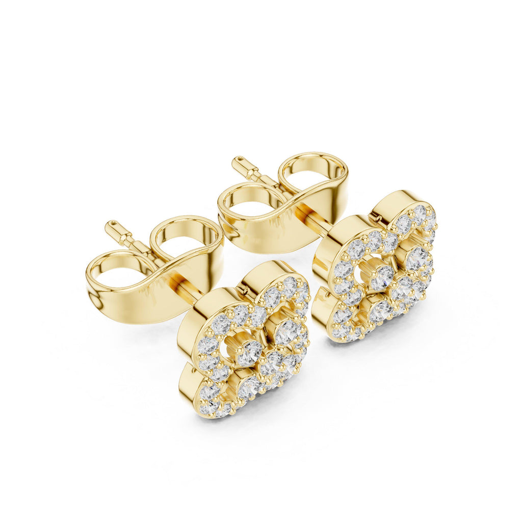 Moissanite Pavé Quatrefoil Stud Earrings – 925 Sterling Silver, 18K Gold Vermeil