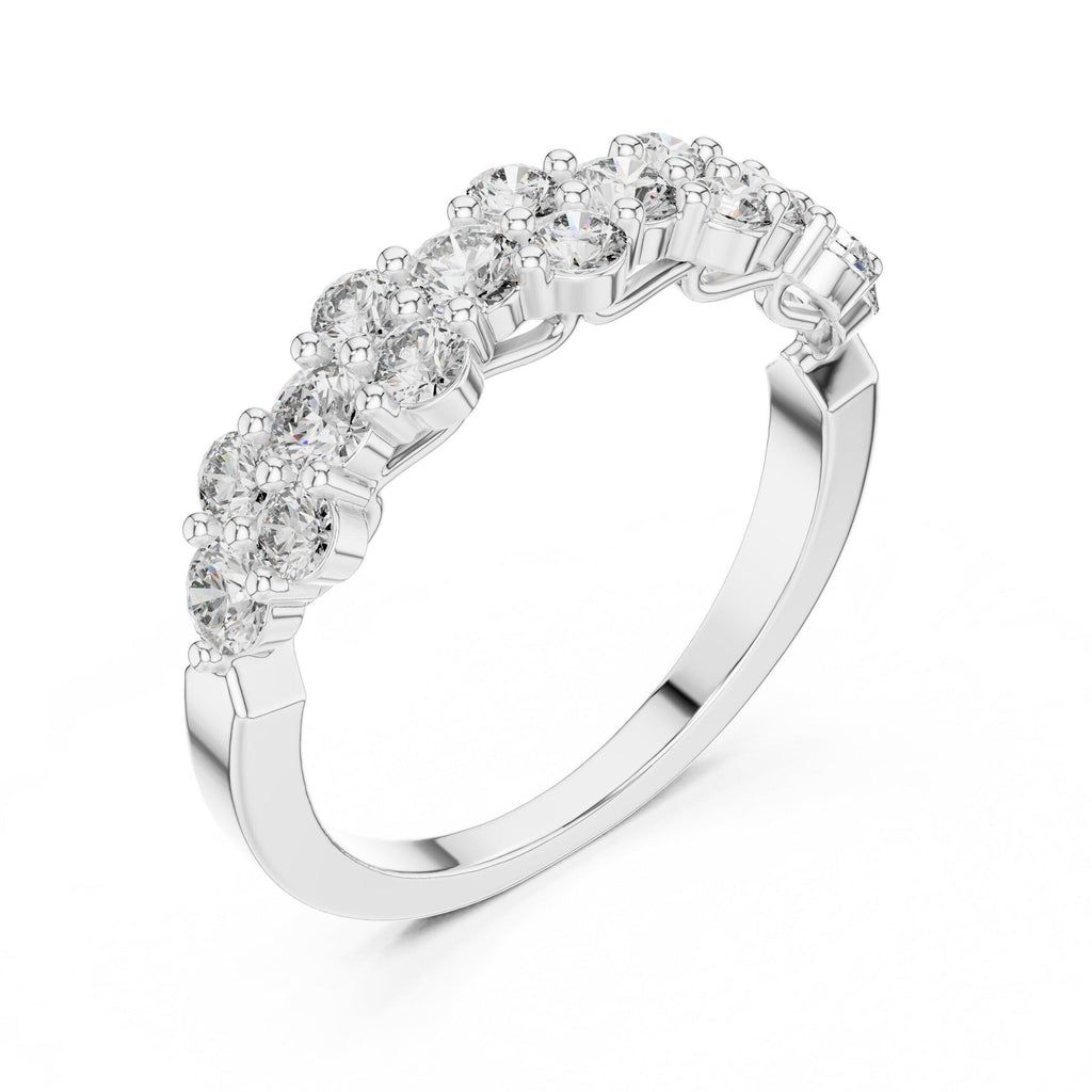Moissanite Cluster Eternity-Style Stackable Band – 925 Sterling Silver, 18K Gold Vermeil