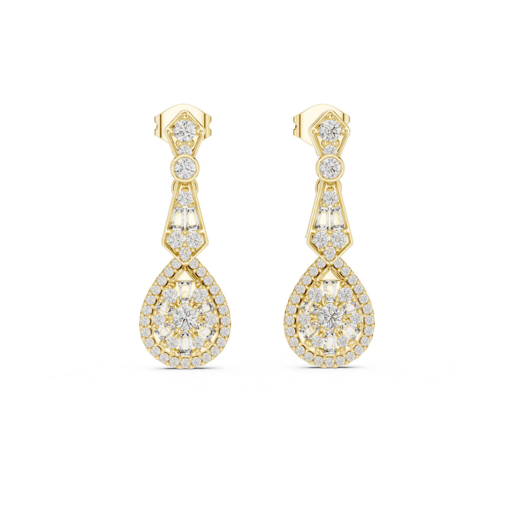 Pear Moissanite Halo Infinity Drop Earrings – 925 Sterling Silver, 18K Gold Vermeil