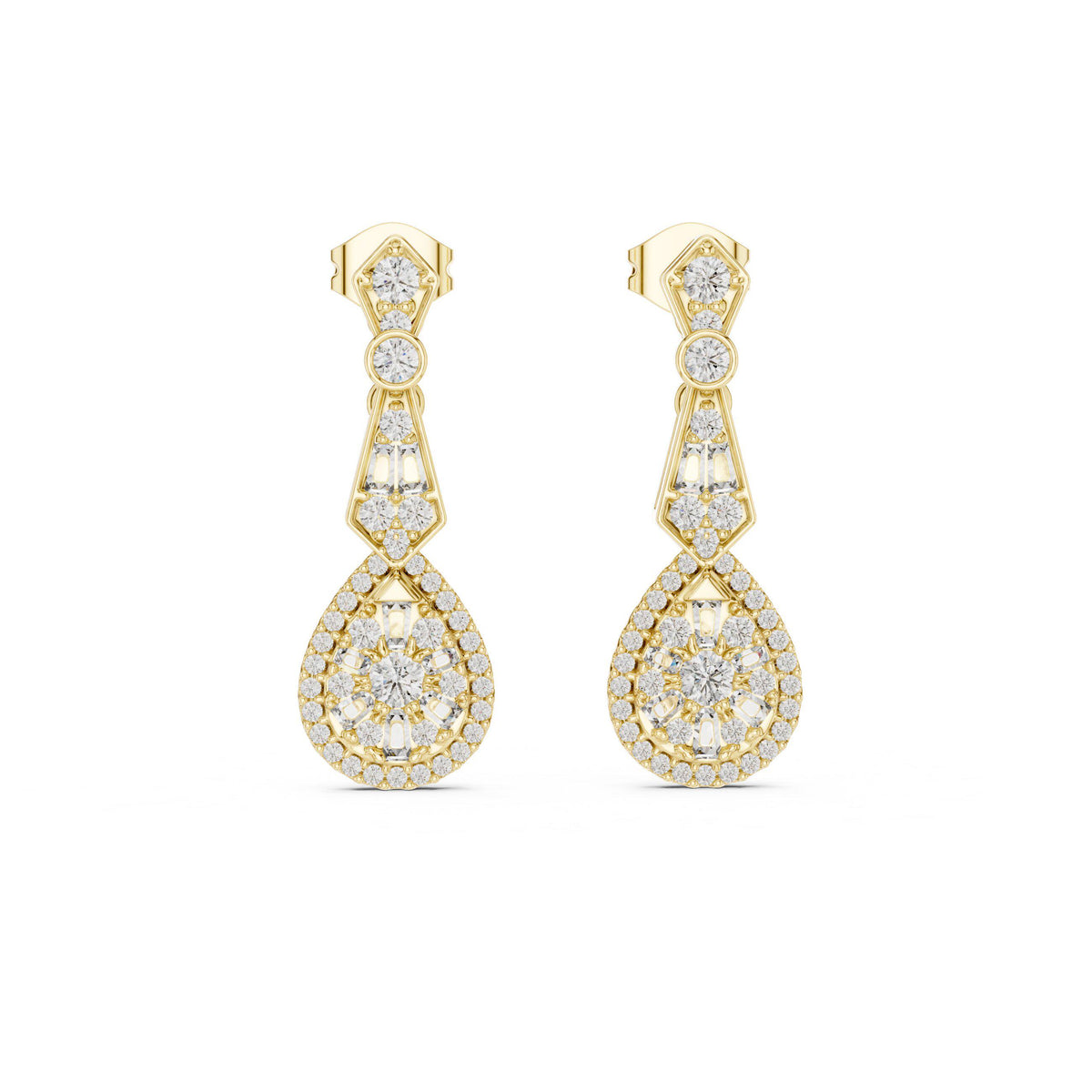 Pear Moissanite Halo Infinity Drop Earrings – 925 Sterling Silver, 18K Gold Vermeil