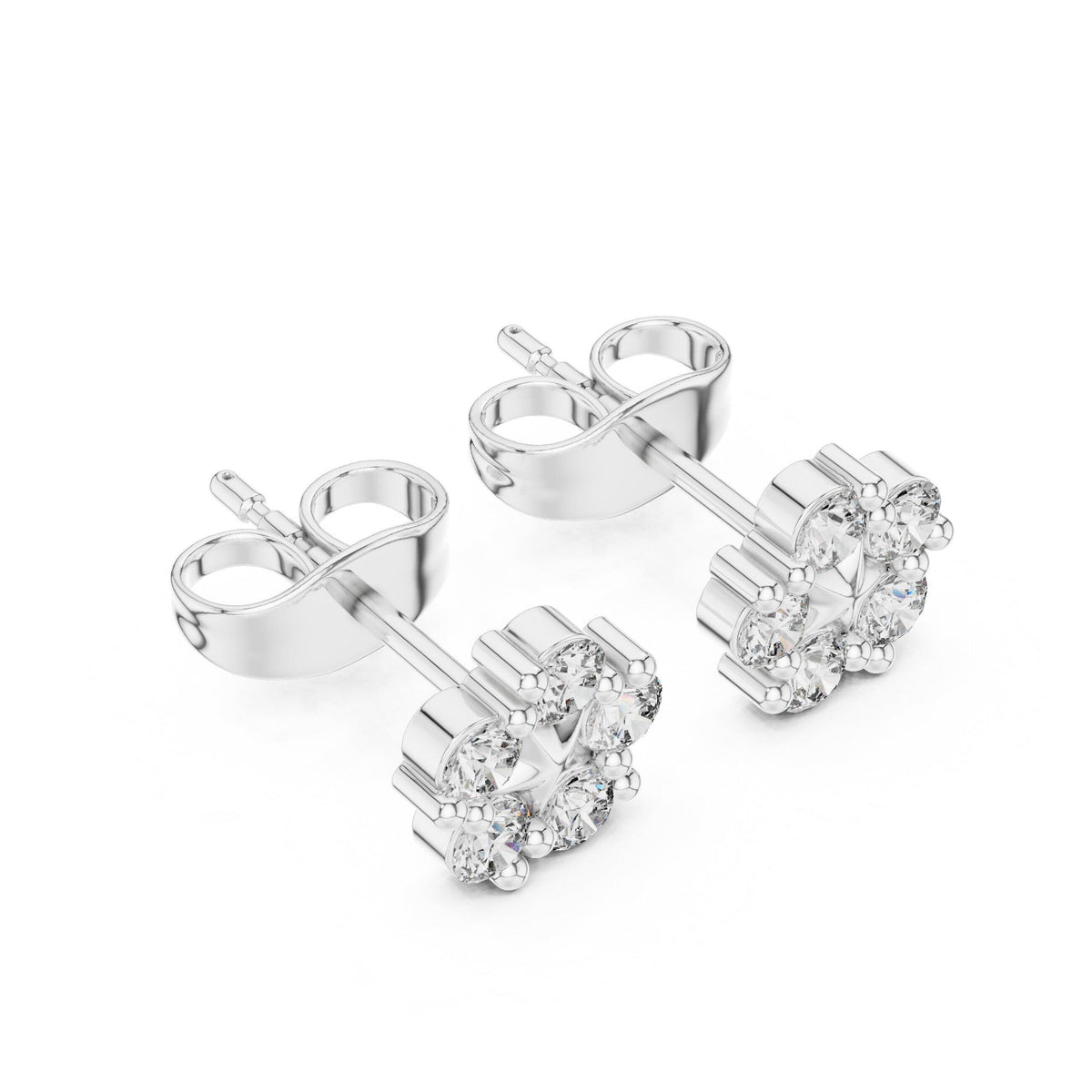 Moissanite Pinwheel Cluster Stud Earrings – 925 Sterling Silver, 18K Gold Vermeil