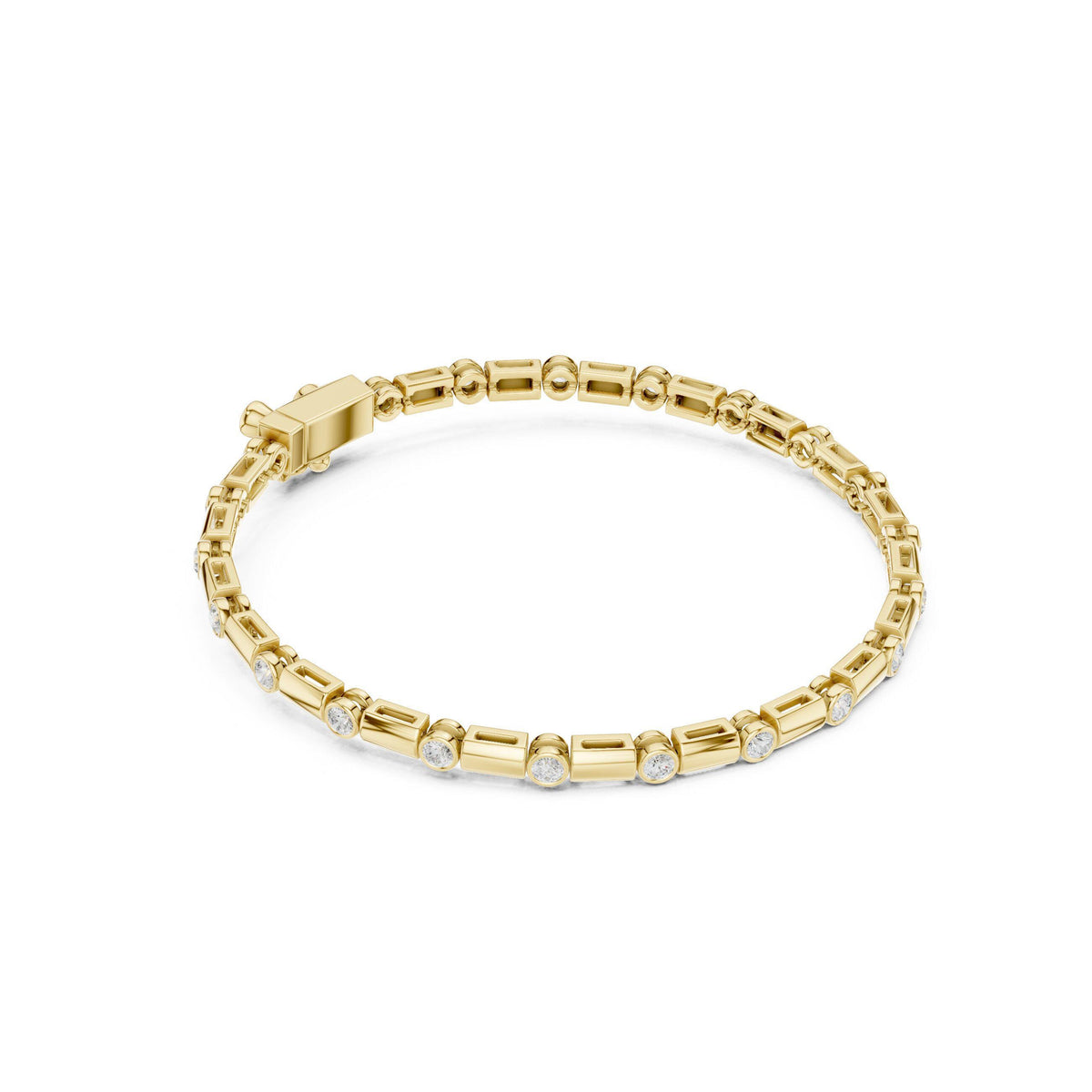 18K Gold Vermeil Men's Moissanite Tennis Bracelet | 925 Silver, High Shine, Luxury Jewelry