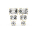 Emerald, Oval & Round Moissanite Drop Earrings – 925 Sterling Silver, 18K Gold Vermeil