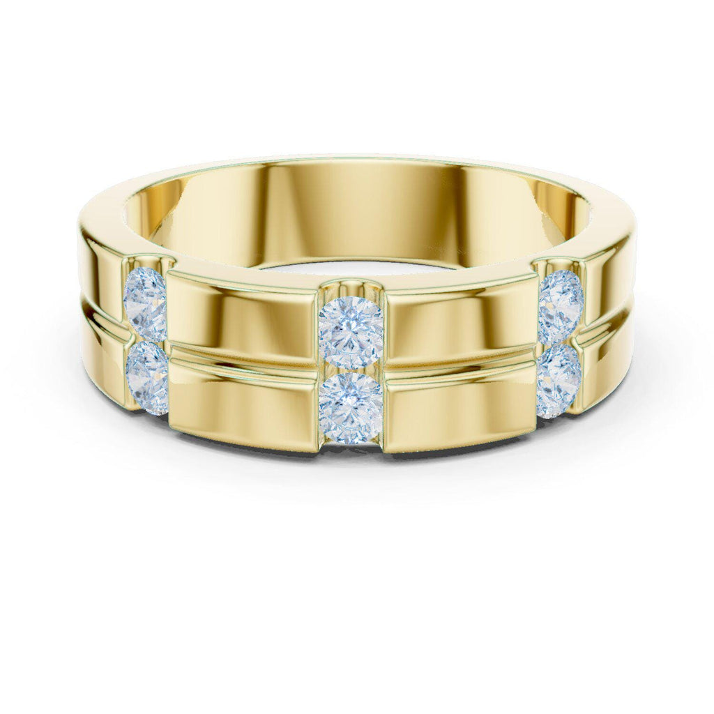 Men's Wide Band with Twin Pavé Bars – 925 Sterling Silver, 18K Gold Vermeil