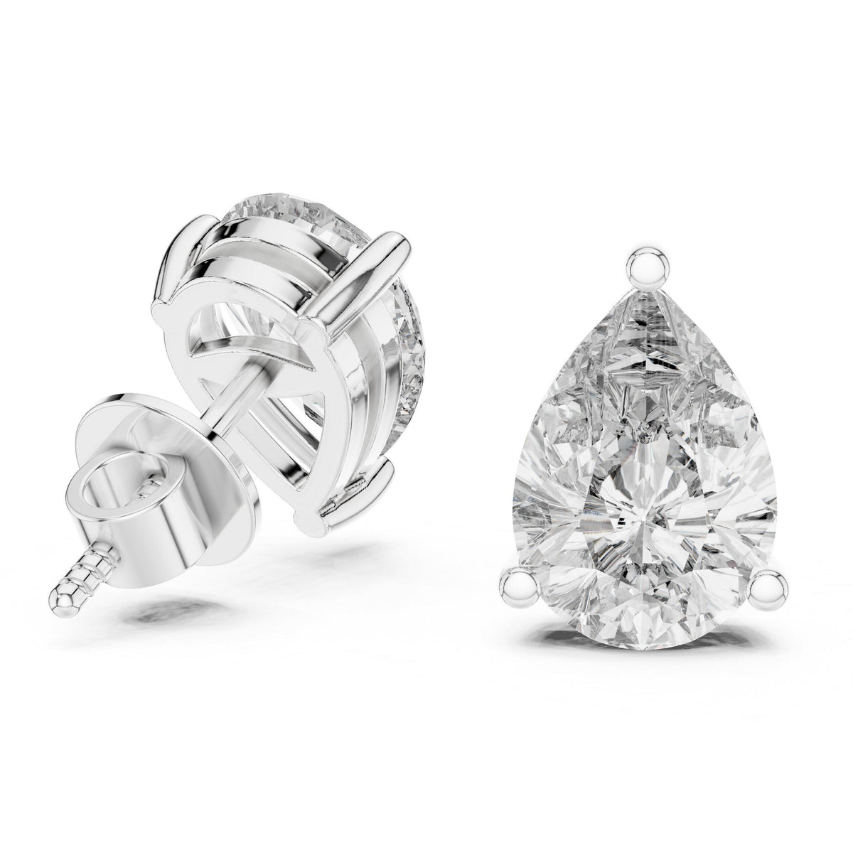 Pear Moissanite Stud Earrings – 925 Sterling Silver, 18K Gold Vermeil