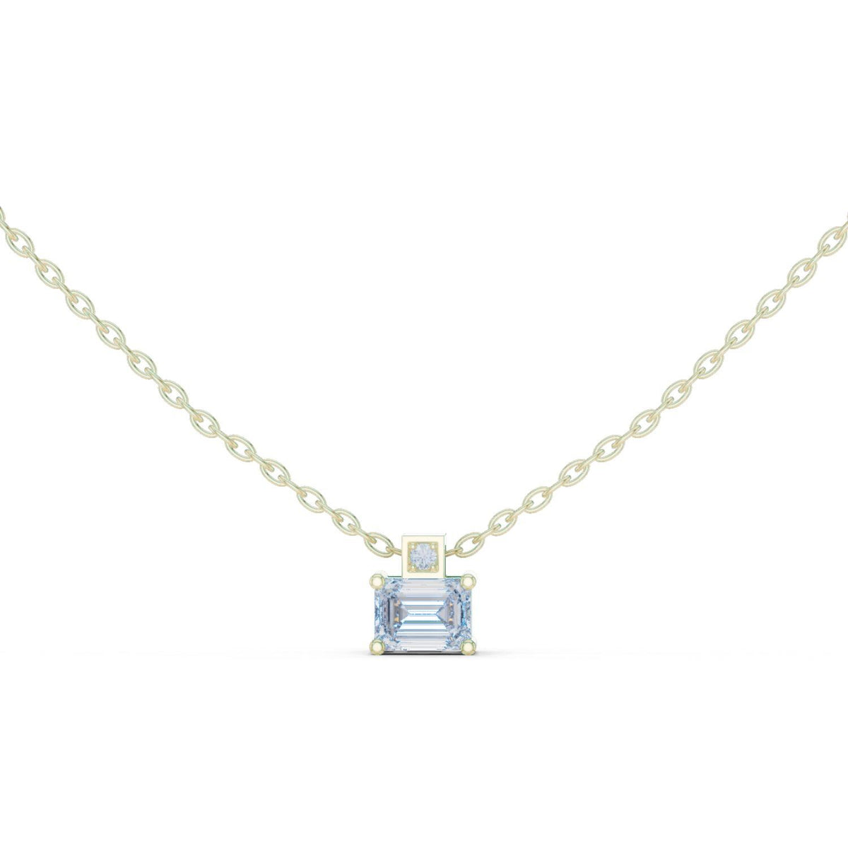 Emerald-Cut Moissanite Solitaire Necklace with Accent – 925 Sterling Silver, 18K Gold Vermeil