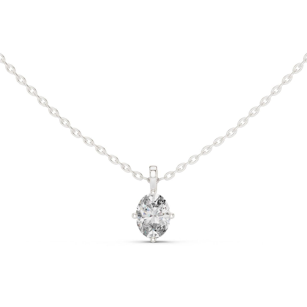 Oval Moissanite Four-Prong Solitaire Necklace – 925 Sterling Silver, 18K Gold Vermeil