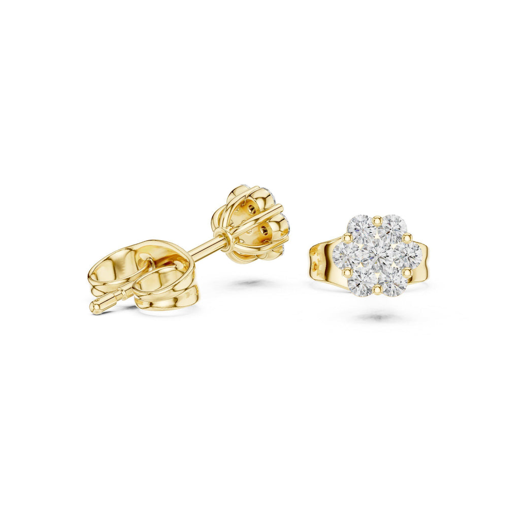 Moissanite Round Cluster Stud Earrings – 925 Sterling Silver, 18K Gold Vermeil