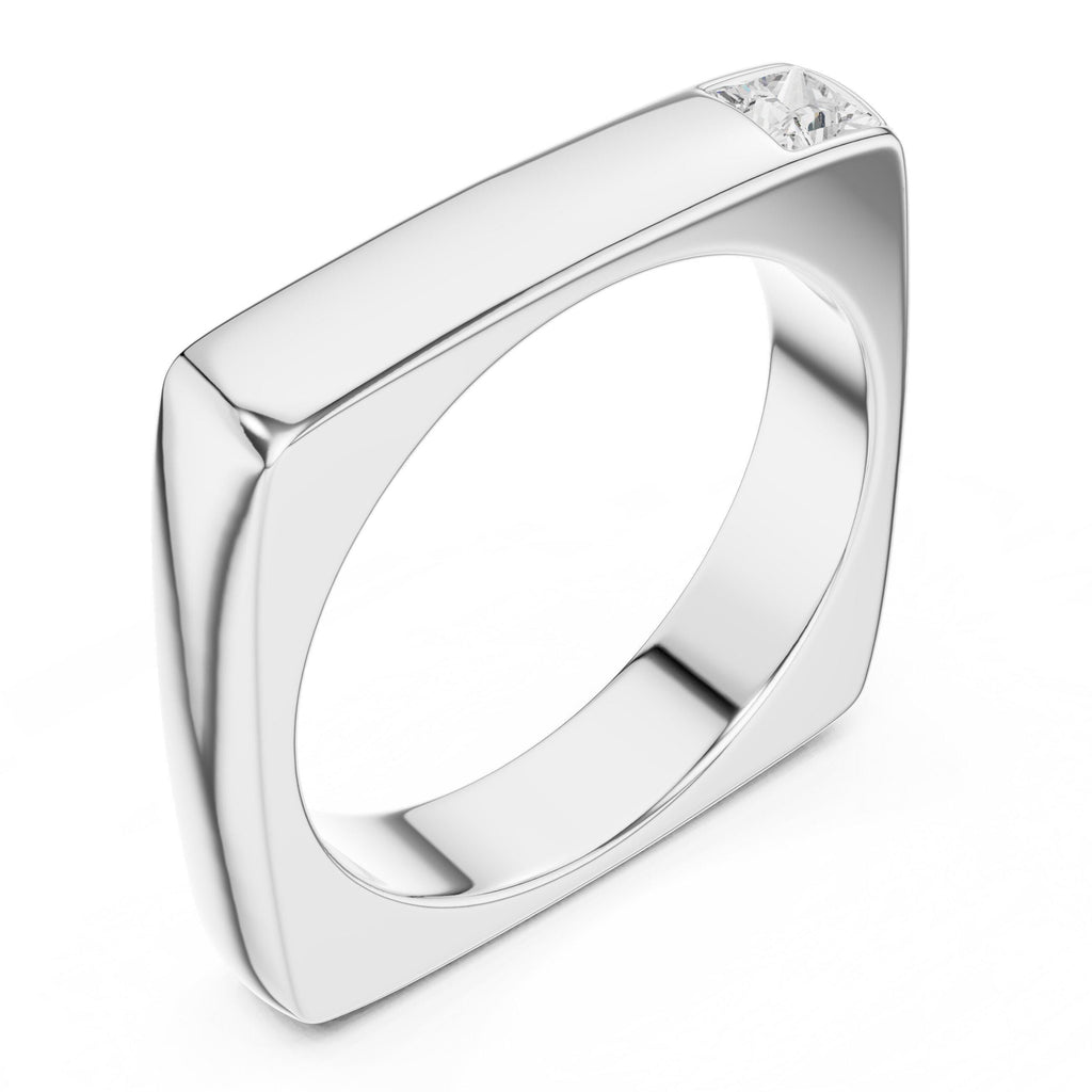 Men's Square-Profile Moissanite Ring with Princess-Cut Accent – 925 Sterling Silver, 18K Gold Vermeil