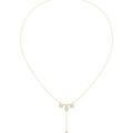 Baguette Moissanite Lariat Necklace – 925 Sterling Silver, 18K Gold Vermeil