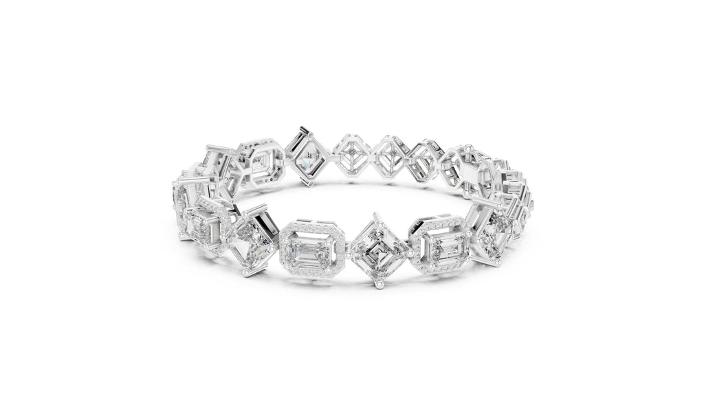 Emerald-Cut Halo Moissanite Bracelet – 925 Sterling Silver, 18K Gold Vermeil