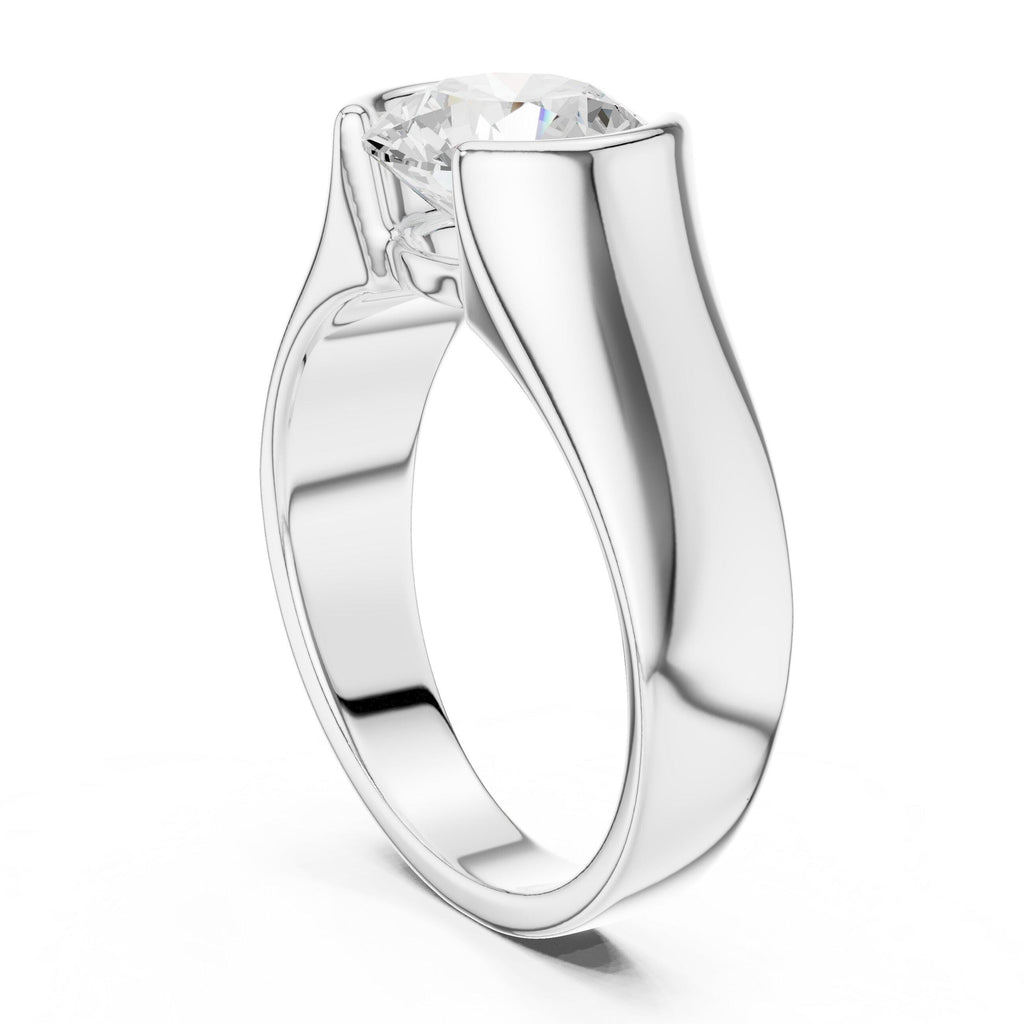 Men's Large Round Moissanite Solitaire Ring, Tapered Band – 925 Sterling Silver, 18K Gold Vermeil