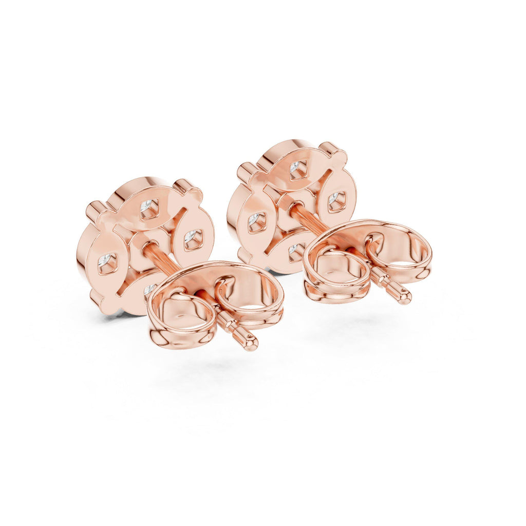 Moissanite Round Cluster Disc Stud Earrings – 925 Sterling Silver, 18K Gold Vermeil