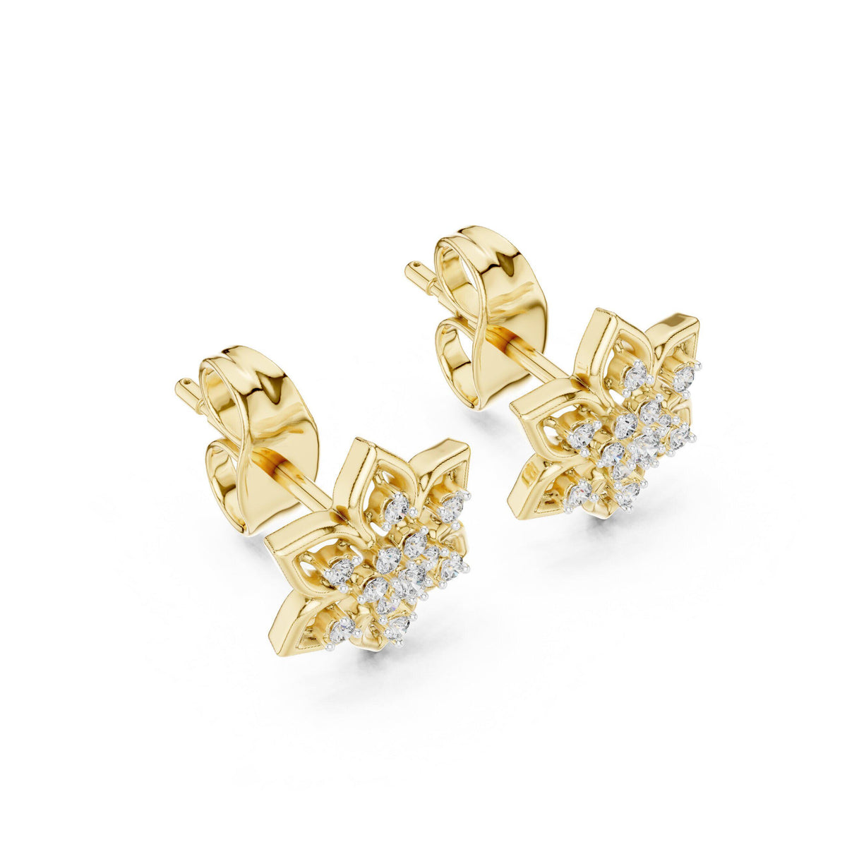 Moissanite Open Star Flower Stud Earrings – 925 Sterling Silver, 18K Gold Vermeil