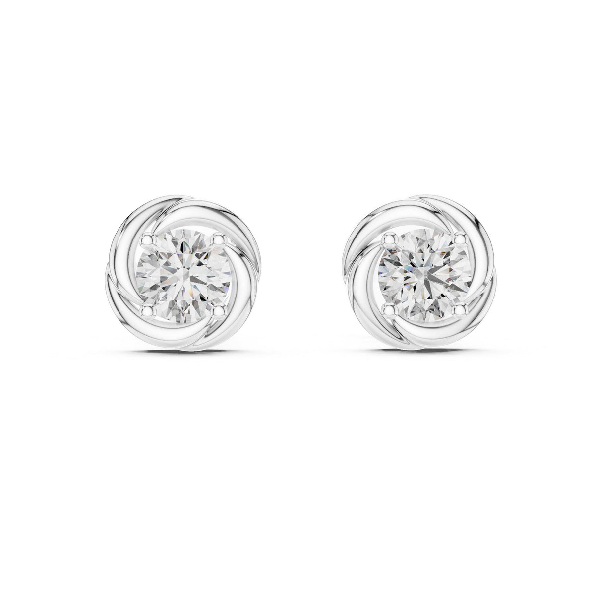 5mm Round Moissanite Swirl Stud Earrings – 925 Sterling Silver, 18K Gold Vermeil