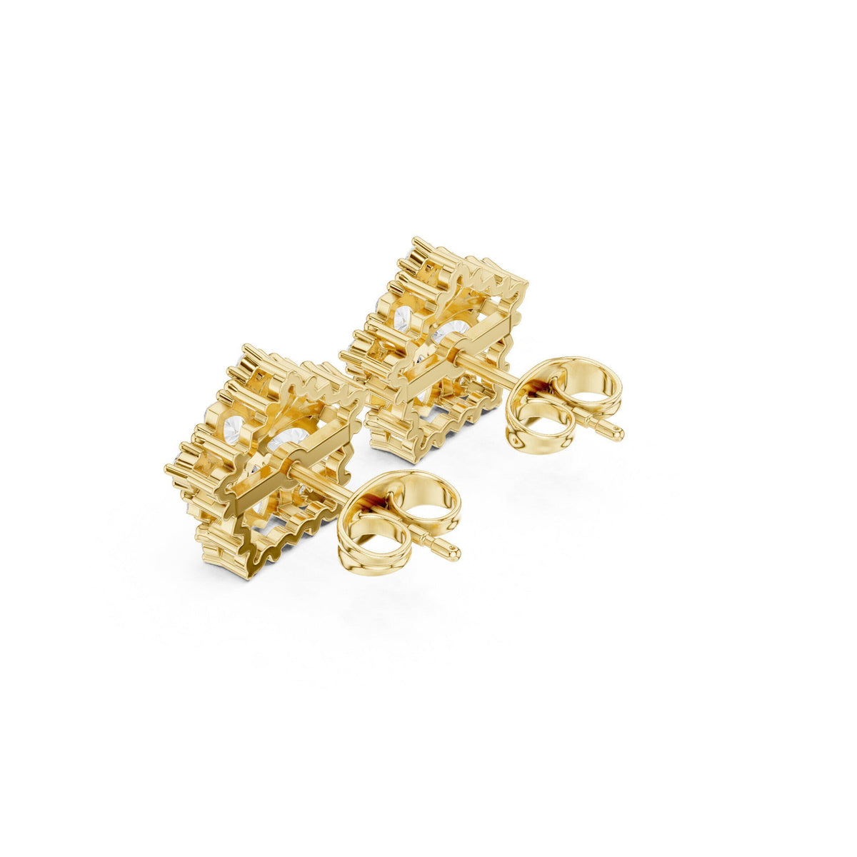 Moissanite Pentagon Flower Stud Earrings – 925 Sterling Silver, 18K Gold Vermeil