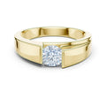 Men's 6mm Round Moissanite Ring, Modern Band – 925 Sterling Silver, 18K Gold Vermeil