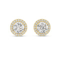 7mm Round Moissanite Halo Stud Earrings – 925 Sterling Silver, 18K Gold Vermeil