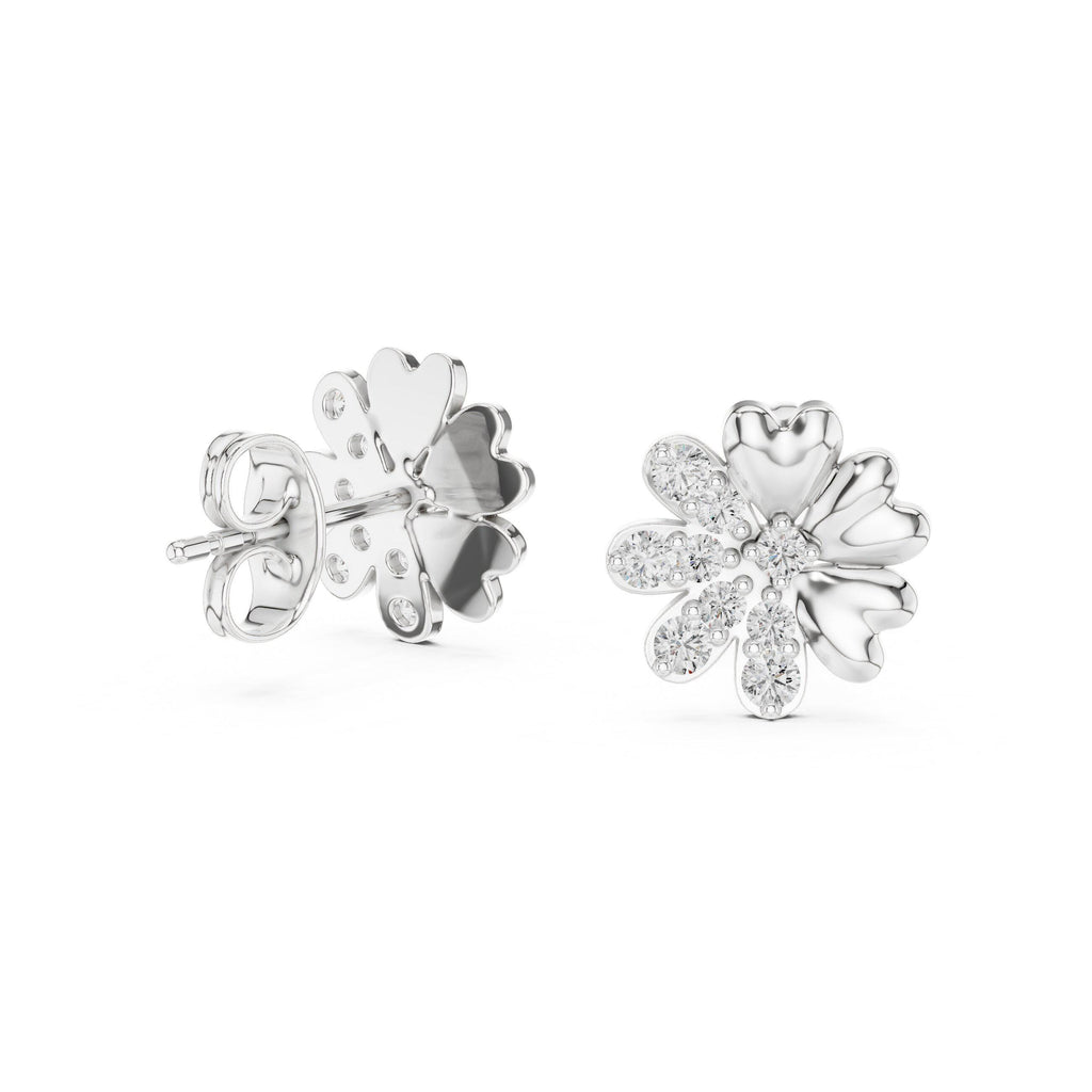 Moissanite Cherry Blossom Stud Earrings – 925 Sterling Silver, 18K Gold Vermeil