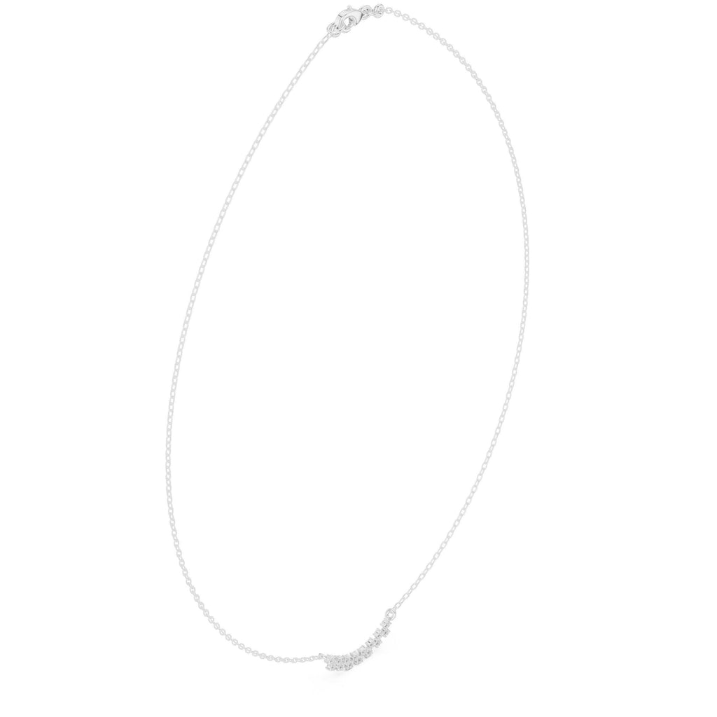 Moissanite Curved Cluster Bar Necklace – 925 Sterling Silver, 18K Gold Vermeil