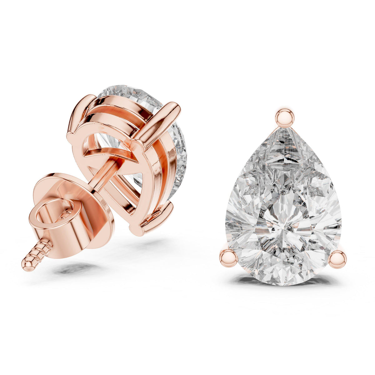 Pear Moissanite Stud Earrings – 925 Sterling Silver, 18K Gold Vermeil