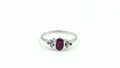Bezel-Set Oval Ruby Ring with Diamond Accents – 925 Sterling Silver, 18K White Gold Vermeil