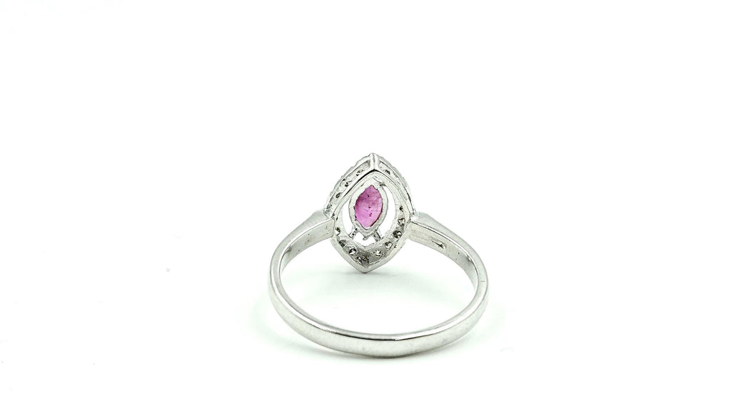 Marquise Ruby Halo Ring – 925 Sterling Silver, 18K White Gold Vermeil