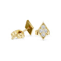 Moissanite Pavé Diamond-Shape Stud Earrings – 925 Sterling Silver, 18K Gold Vermeil