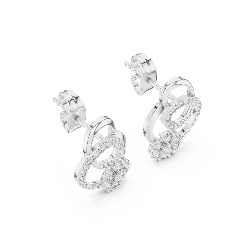 Moissanite Pavé Interlocking Circle Stud Earrings – 925 Sterling Silver, 18K Gold Vermeil