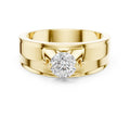 Men's Round Moissanite Ring with Winged Setting – 925 Sterling Silver, 18K Gold Vermeil