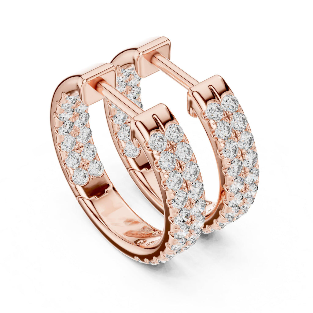 Moissanite Pavé Double-Row Wide Hoop Earrings – 925 Sterling Silver, 18K Gold Vermeil