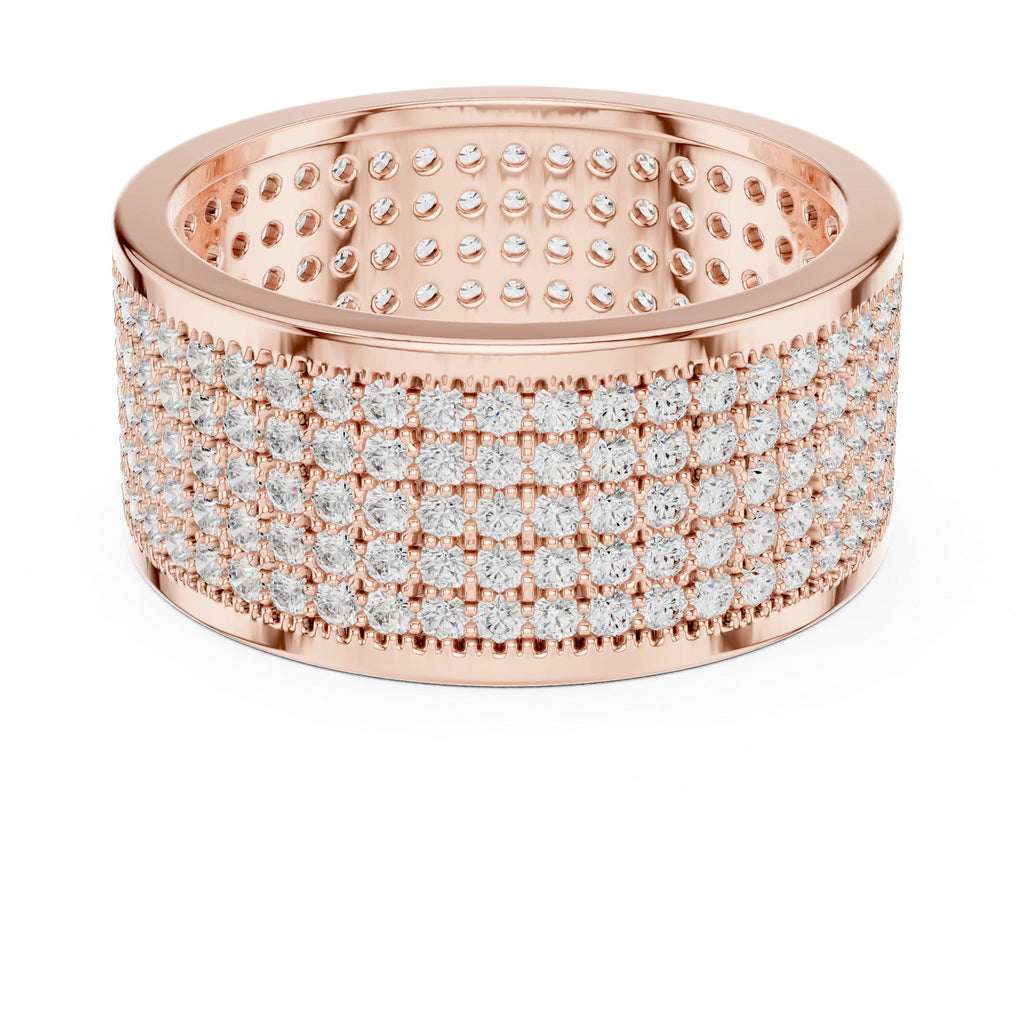 Men's Wide Multi-Row Pavé Moissanite Band – 925 Sterling Silver, 18K Gold Vermeil