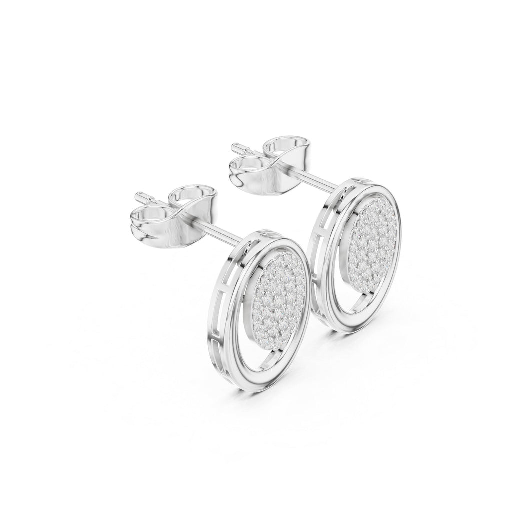 Moissanite Pavé Oval Disc Stud Earrings – 925 Sterling Silver, 18K Gold Vermeil