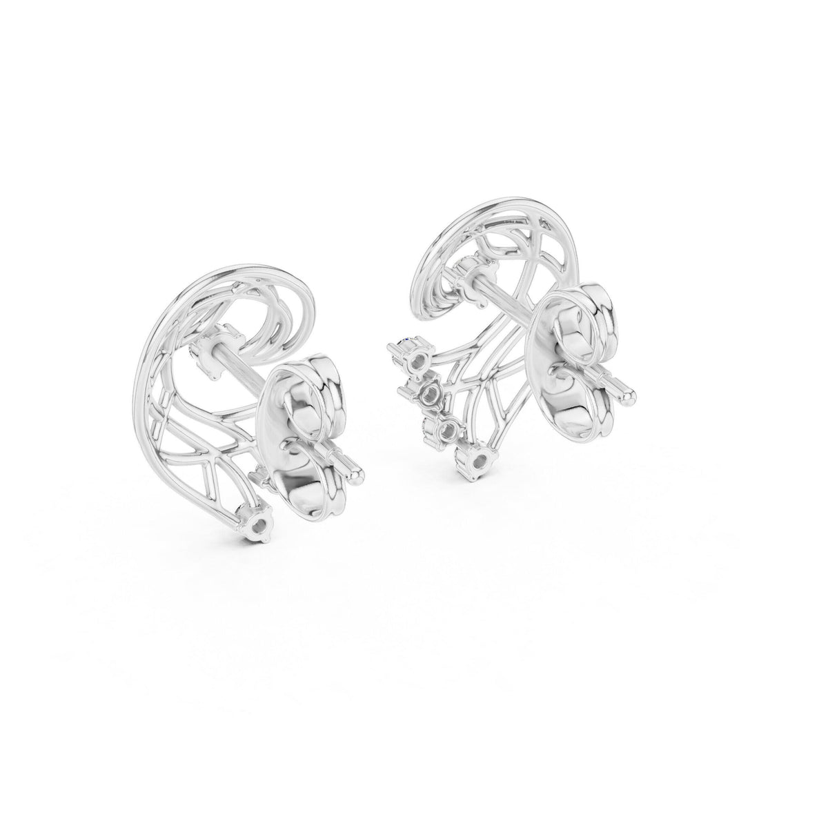 Moissanite Lattice Paisley Stud Earrings – 925 Sterling Silver, 18K Gold Vermeil