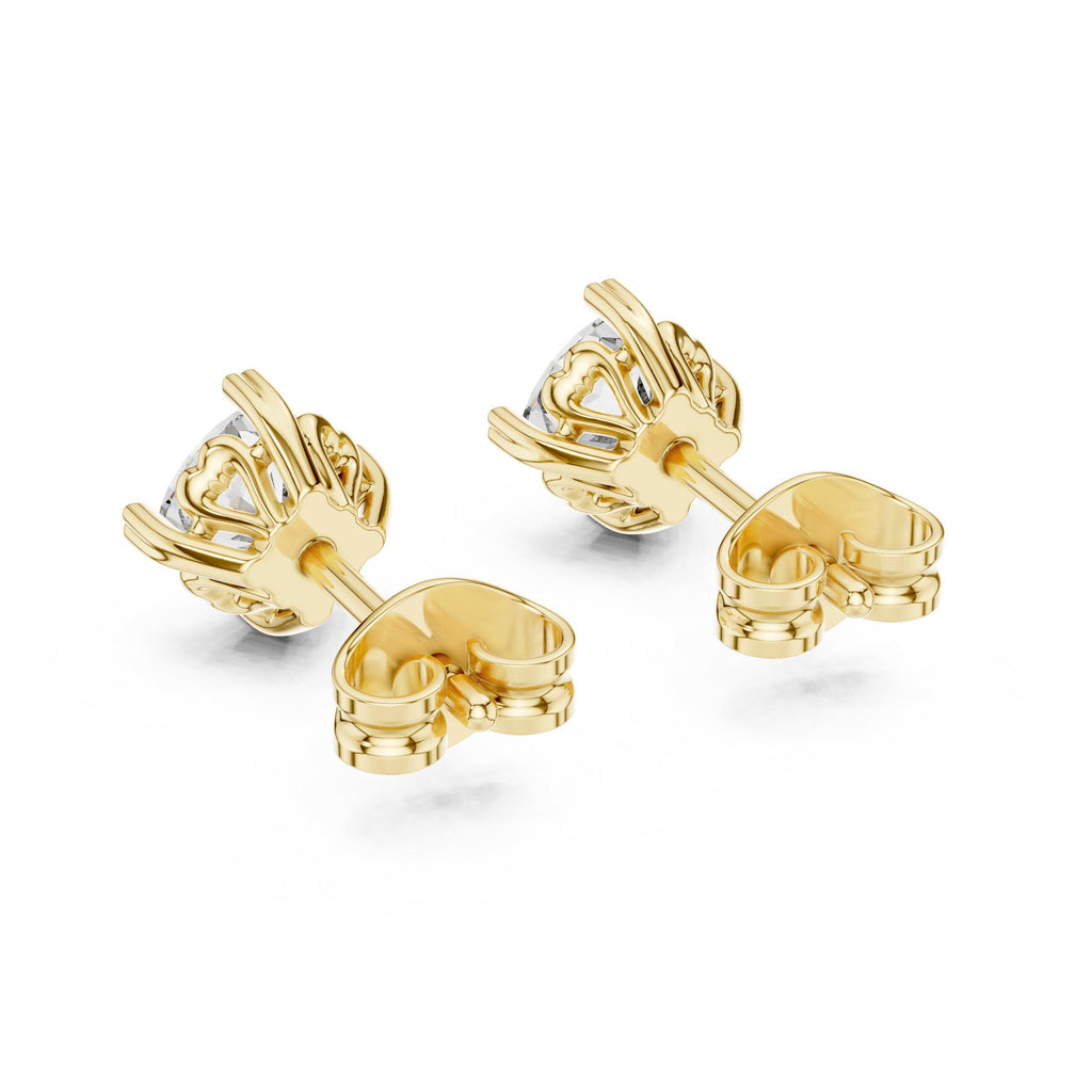 Round Moissanite Eight-Prong Stud Earrings – 925 Sterling Silver, 18K Gold Vermeil