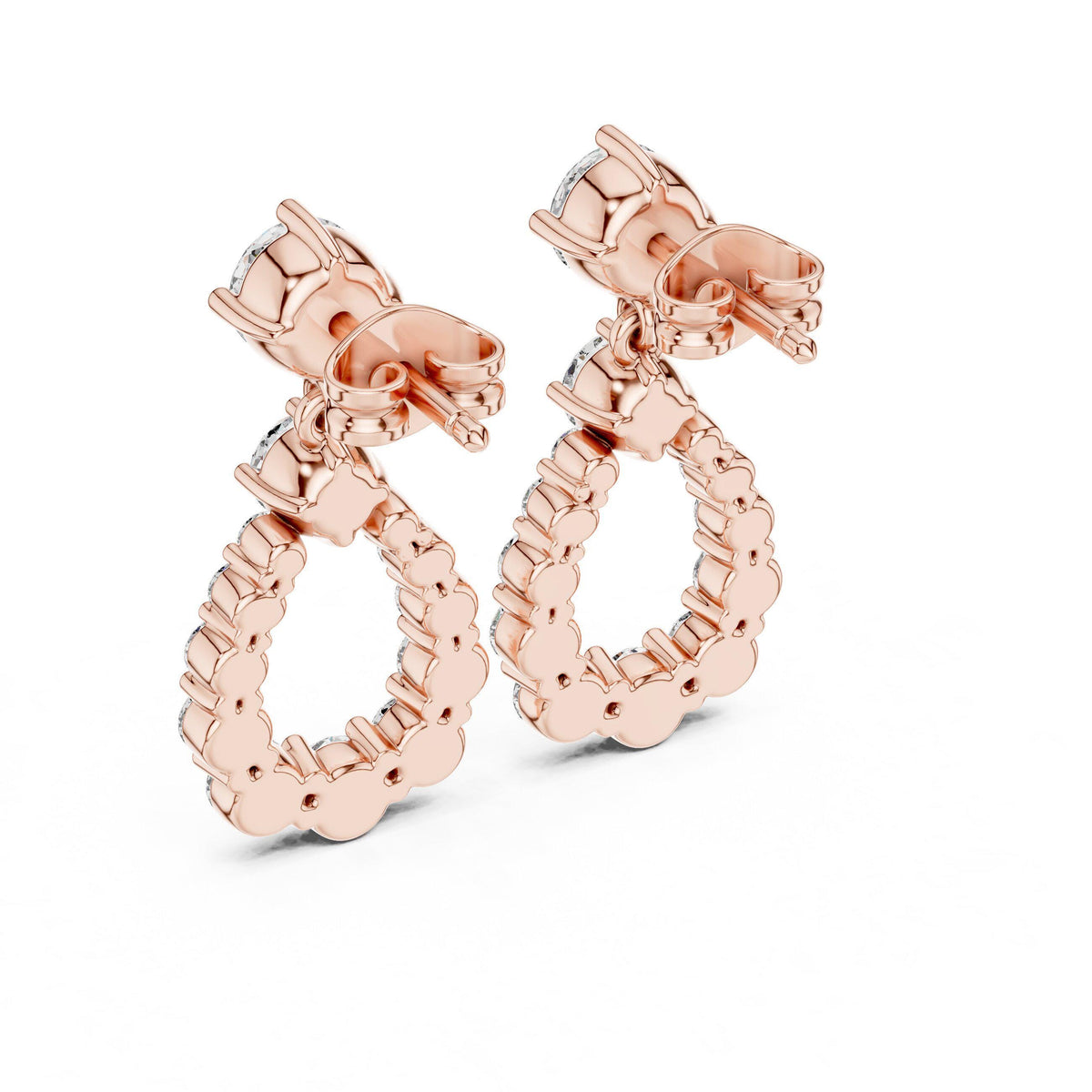Open Teardrop Moissanite Drop Earrings – 925 Sterling Silver, 18K Gold Vermeil