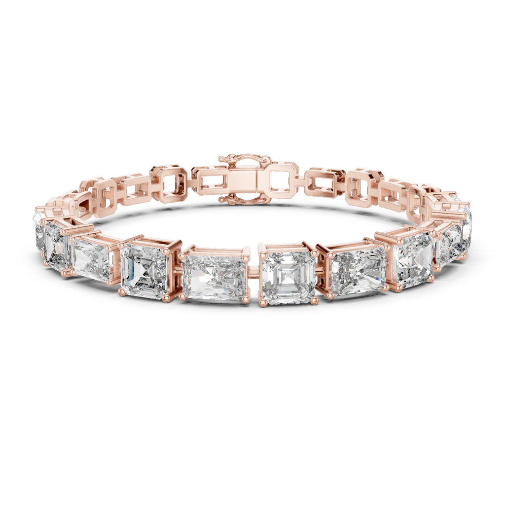 Emerald & Cushion-Cut Moissanite Tennis Bracelet – 925 Sterling Silver, 18K Gold Vermeil