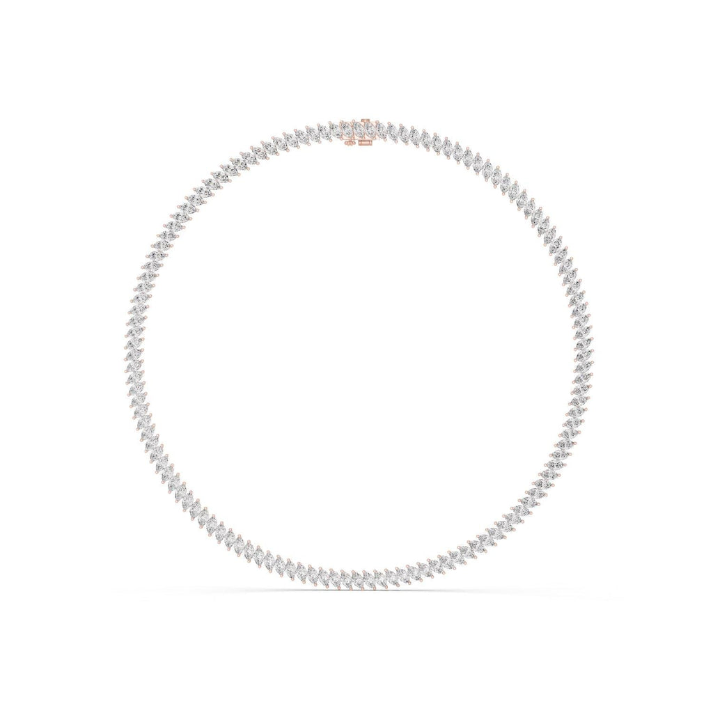 Marquise Moissanite Tennis Necklace – 925 Sterling Silver, 18K Gold Vermeil
