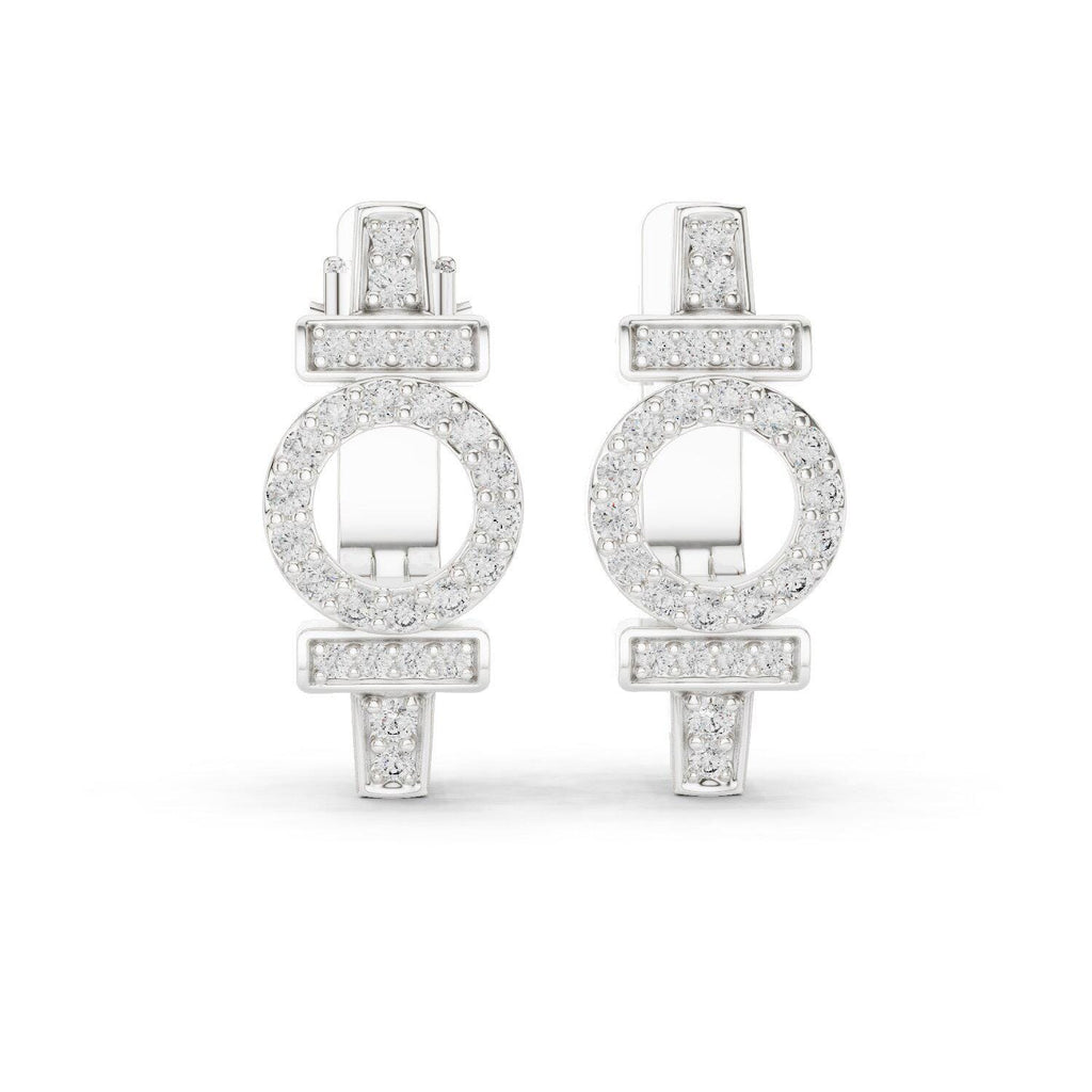 Moissanite Pavé Geometric Circle Earrings – 925 Sterling Silver, 18K Gold Vermeil