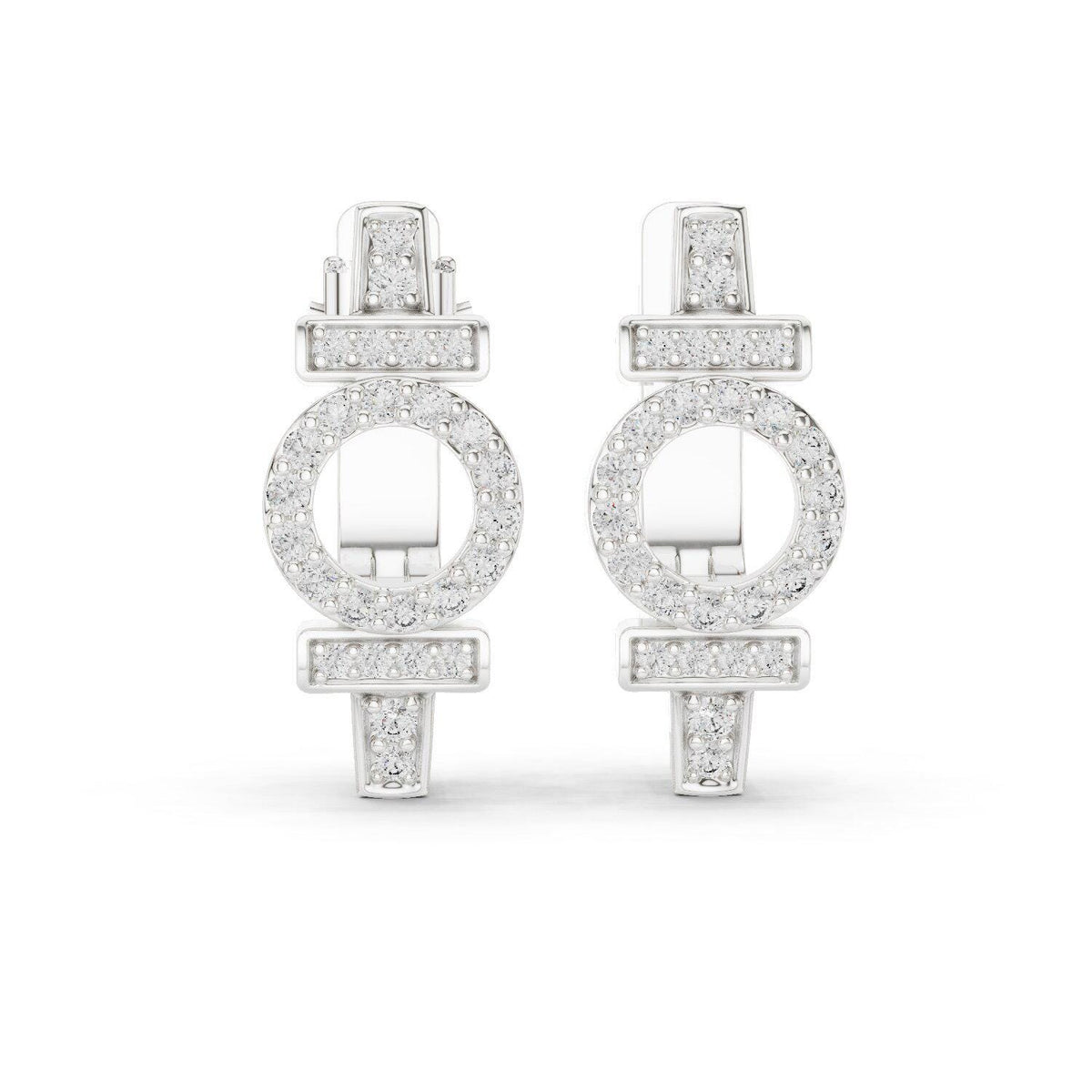 Moissanite Pavé Geometric Circle Earrings – 925 Sterling Silver, 18K Gold Vermeil