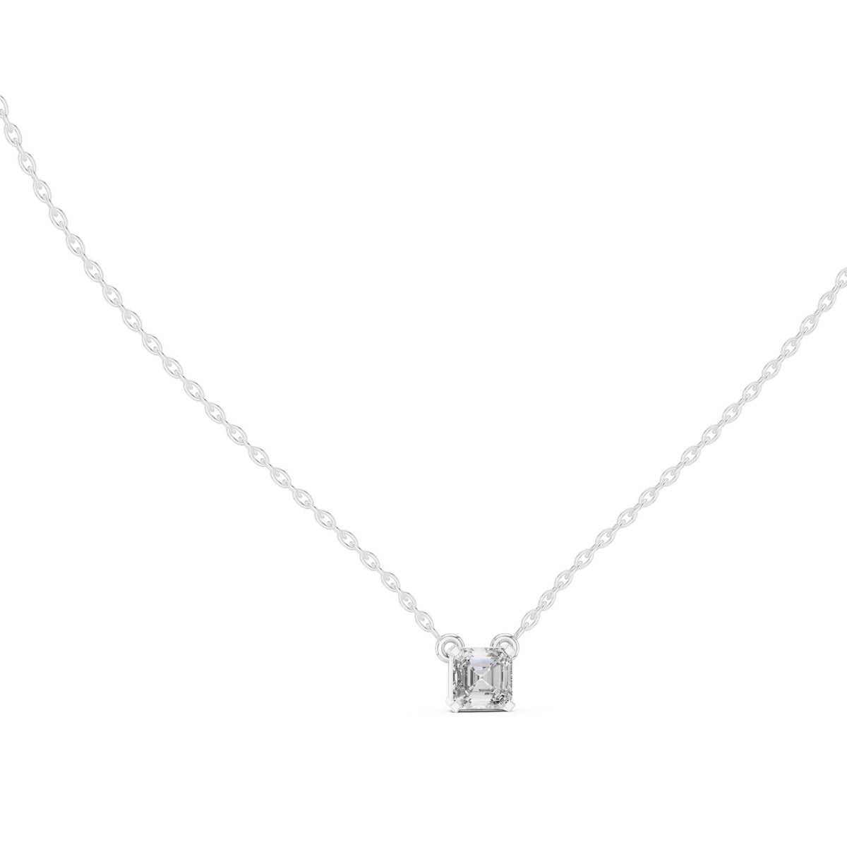 Asscher-Cut Moissanite Solitaire Necklace – 925 Sterling Silver, 18K Gold Vermeil