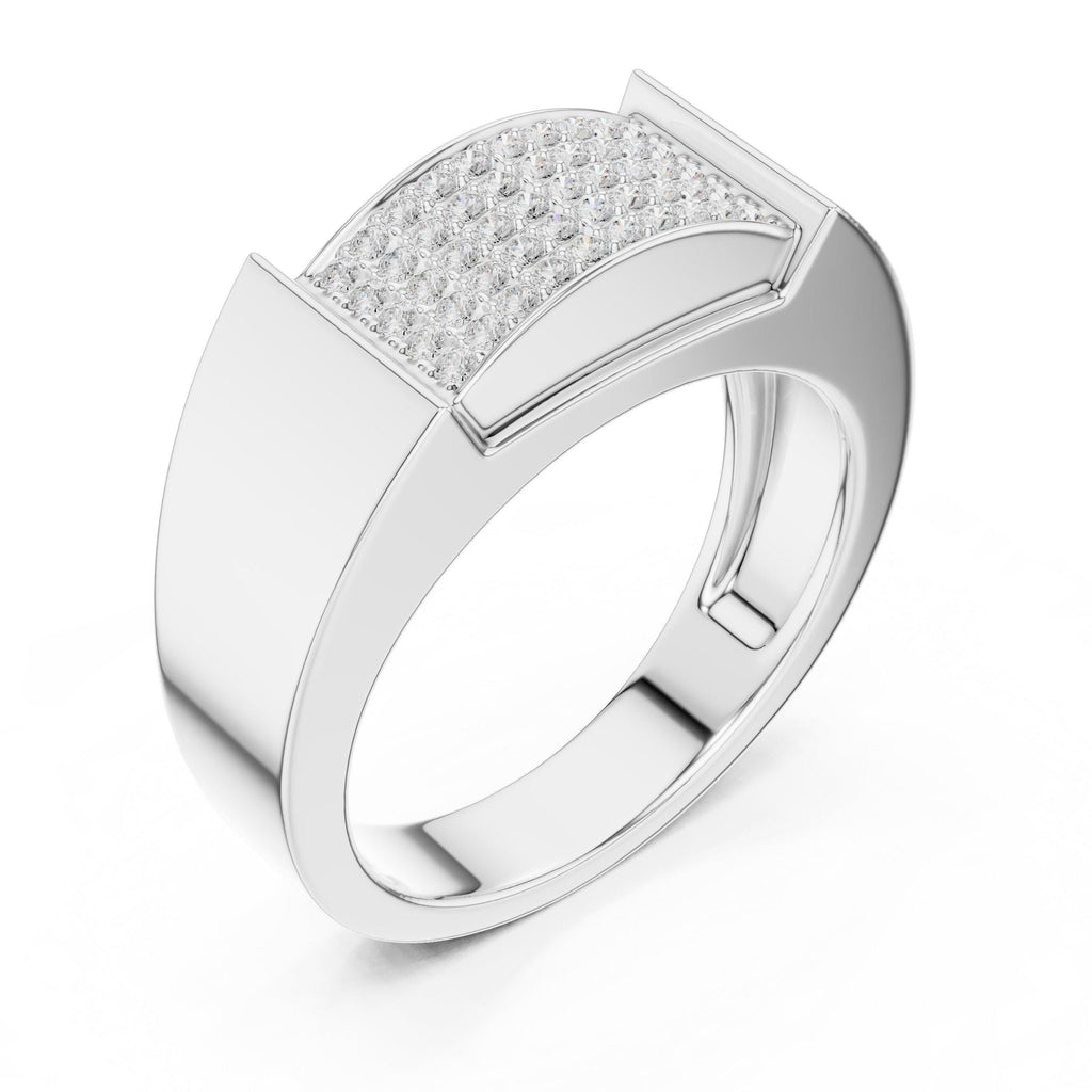 Men's Pavé Moissanite Signet Ring – 925 Sterling Silver, 18K Gold Vermeil