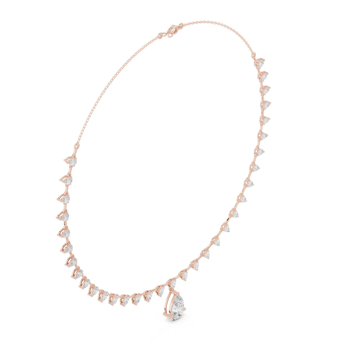 Trillion & Pear Moissanite Fringe Necklace – 925 Sterling Silver, 18K Gold Vermeil
