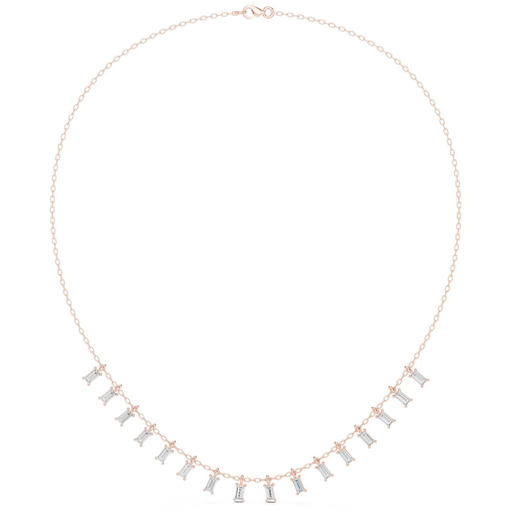 Baguette Moissanite Fringe Necklace – 925 Sterling Silver, 18K Gold Vermeil