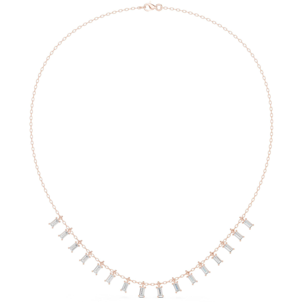 Baguette Moissanite Fringe Necklace – 925 Sterling Silver, 18K Gold Vermeil