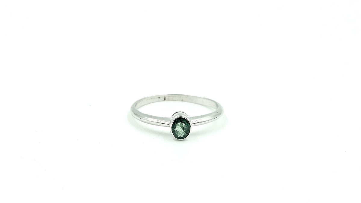 Bezel-Set Oval Emerald Solitaire Ring – 925 Sterling Silver, 18K White Gold Vermeil